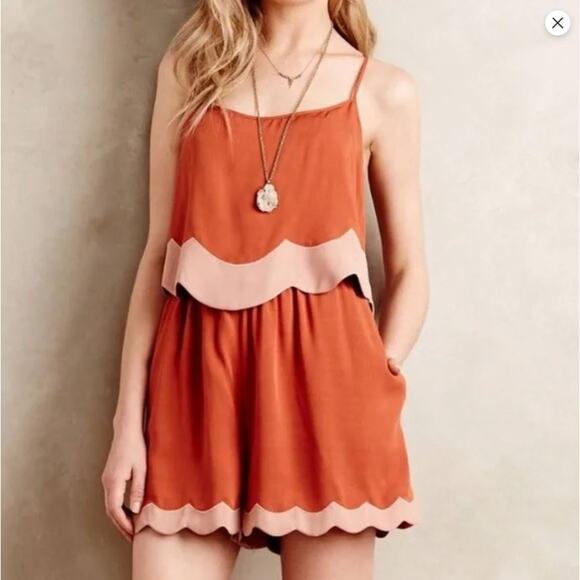Anthropologie Pants - NWOT - Anthropologie Elevenses Scalloped Romper - Size 10